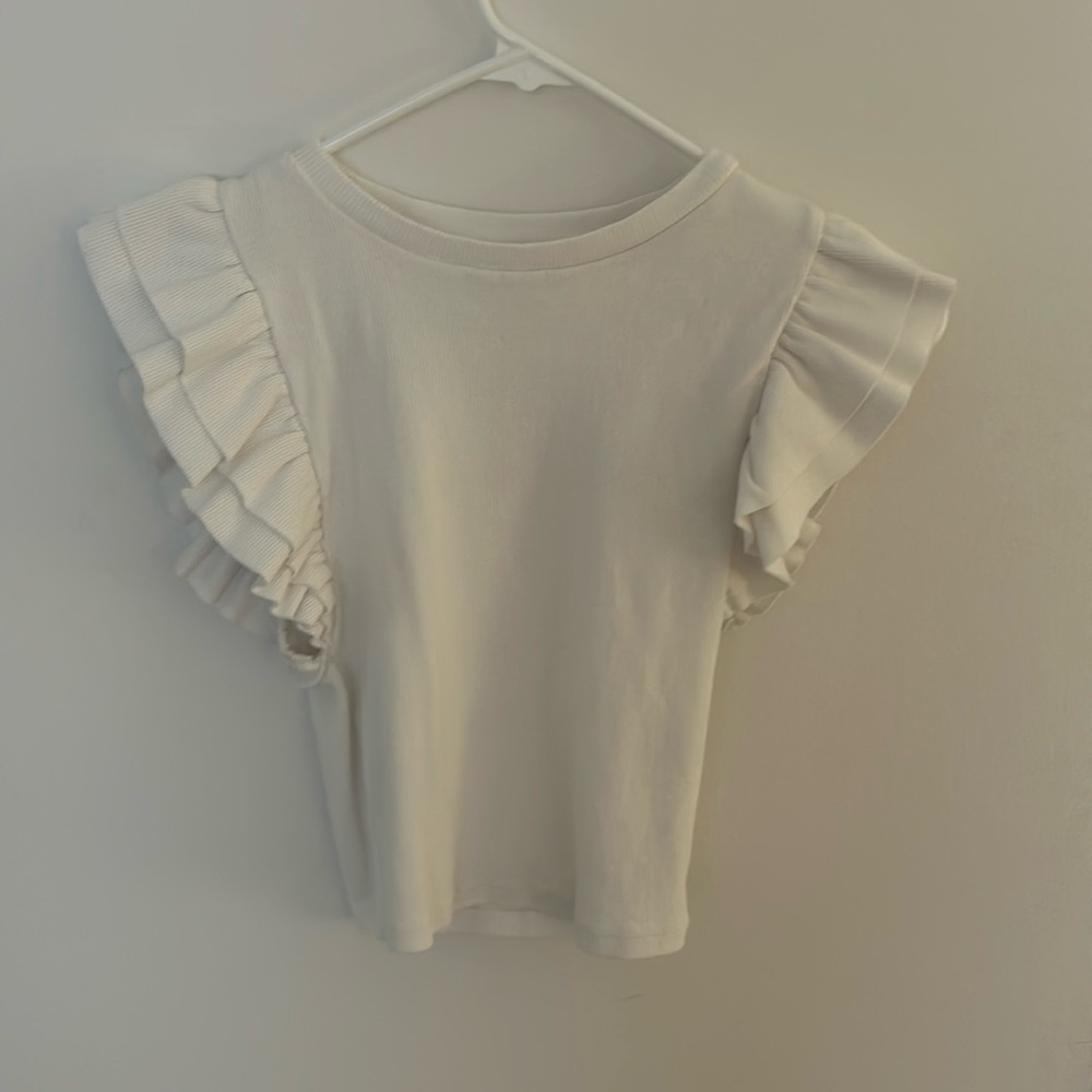 Zara white ruffle sleeve top